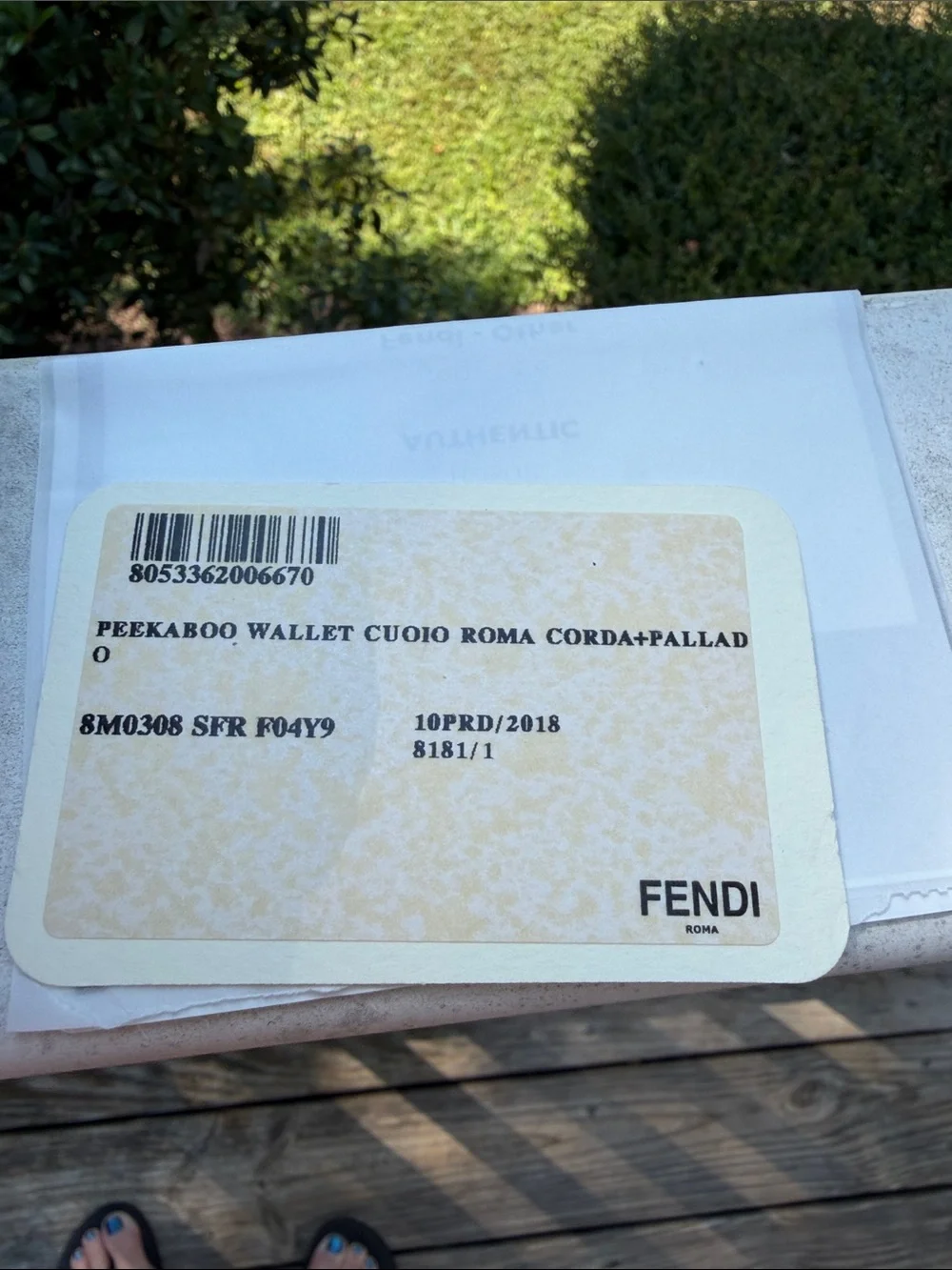 Fendi PEEKABOO CUOIO ROMA CORDA Taupe Leather Snap Wallet COA